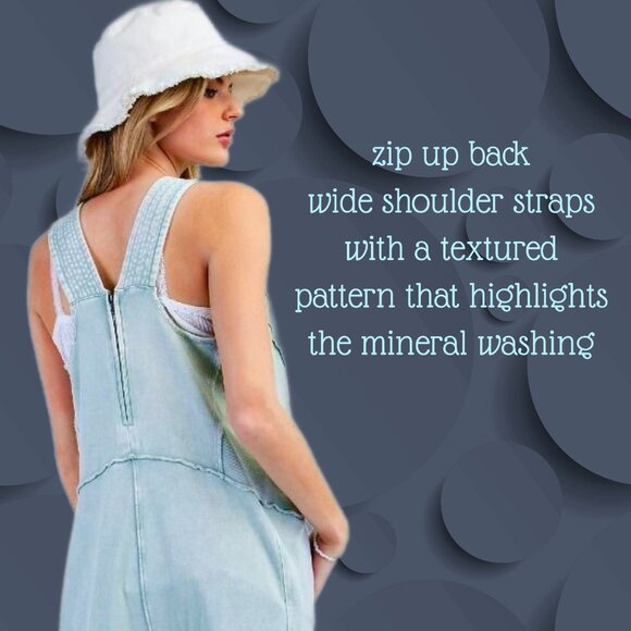 EASEL "Magical Muse" Mineral Washed Soft Terry Knit Wide Leg Loose Fit Jumpsuit - Picture 6 of 15